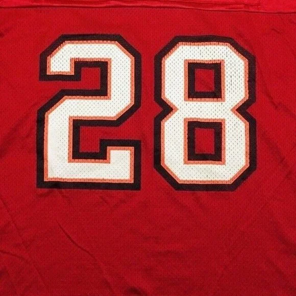 Tampa Bay Buccaneers Warrick Dunn 28 Red Football Jersey Mens Size 2XL NFL - Picture 8 of 12